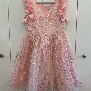 Trish Scully Pink Party Dress with Gold Accents, size 8